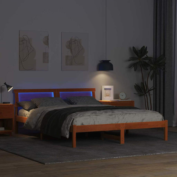 5FT King Size ruskea massiivinen mänty sängyn runko Vaha