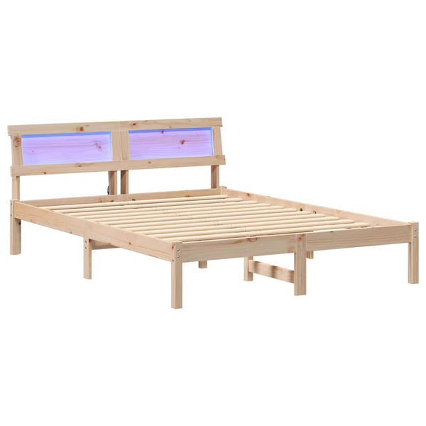 Päätyllä ruskea sängyn runko 120 x 200 cm massiivinen mänty