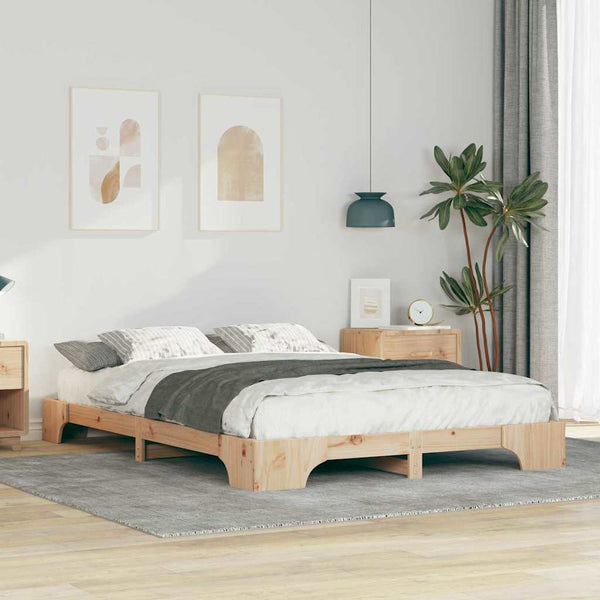 Ruskea sängyn runko 140 x 210 cm Massiivisesta männystä