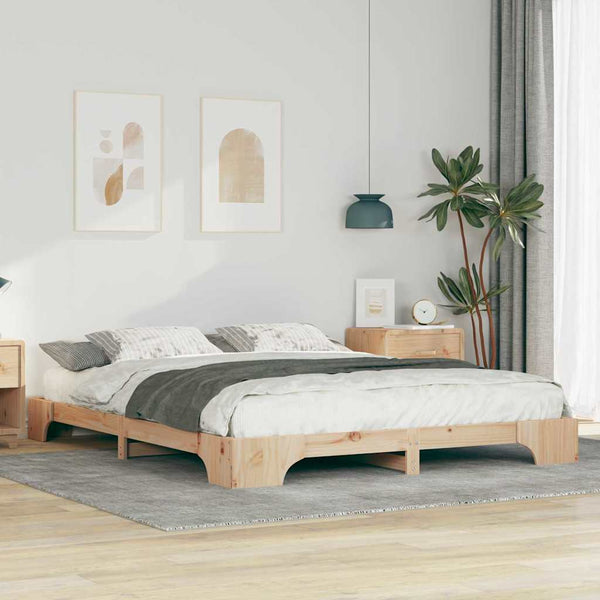 Massiivinen mänty sängyn runko, ruskea, 160 x 210 cm