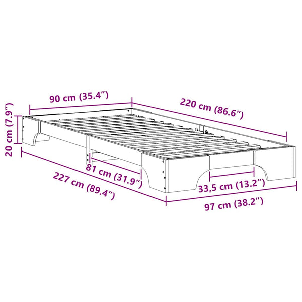 Lattiapunkka Ruskea 90 x 220 cm Puu