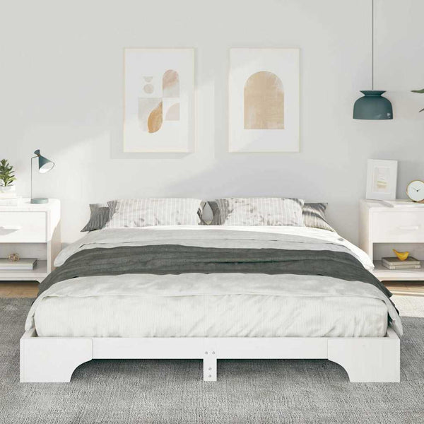 Massiivinen mänty sängyn runko 160 x 220 cm Valkoinen