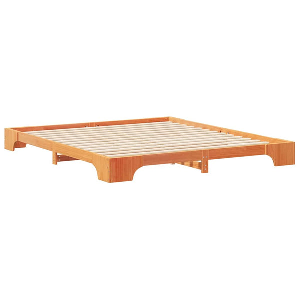 Sängyn runko 200 x 220 cm ruskeasta massiivisesta mänty materiaalista