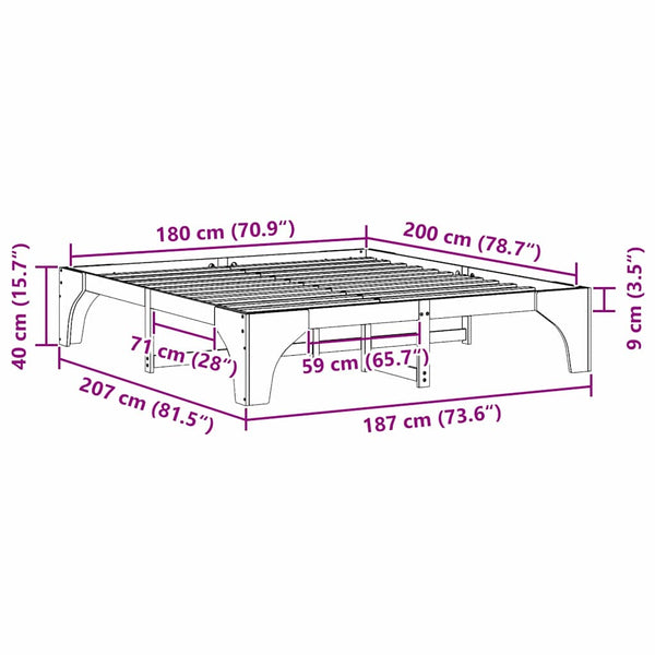 6FT Massiivinen mänty Valkoinen sängyn runko Super King Size