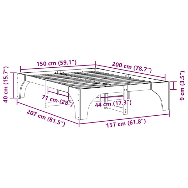 Sängyn runko massiivista mäntyä, ruskea, 5FT King Size
