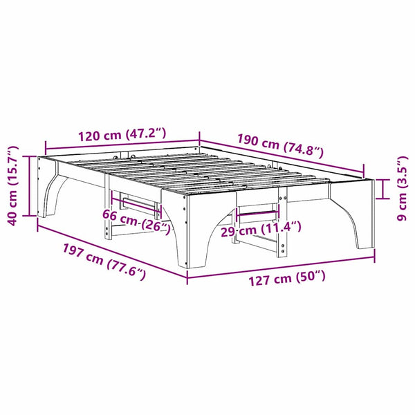 Massiivinen mänty sängyn runko Ruskea 4FT Small Double