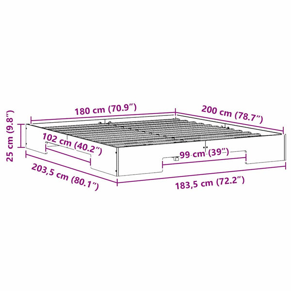 Super King Size Lattiapunkka 6FT Täysi mänty Ruskea