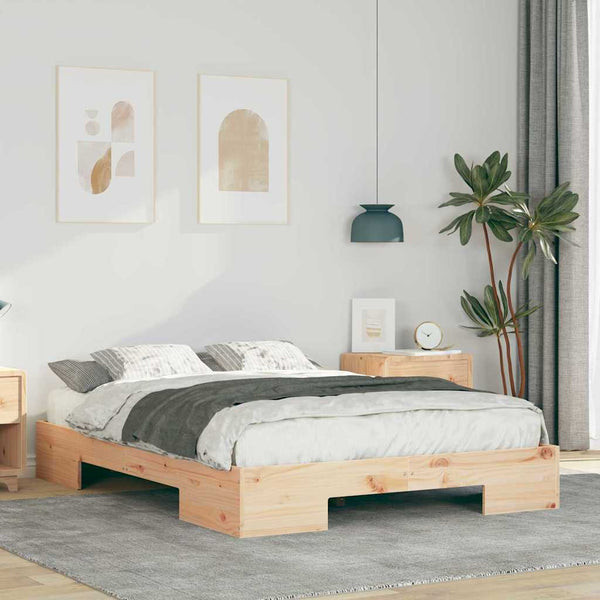 Ruskea lattiapunkka säilytystilassa 140 x 190 cm Täysi mänty