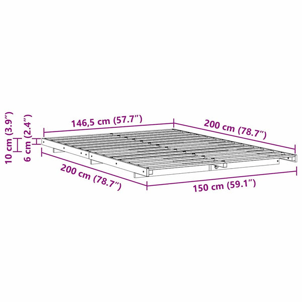 Lattiapunkka Vahanruskea 5FT King Size Täysi mänty