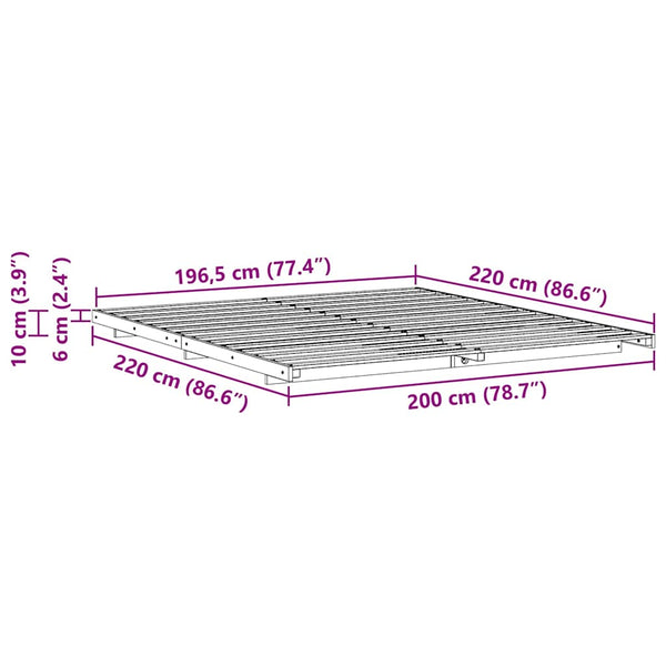 Lattiapunkka Valkoinen 200 x 220 cm Täysi mänty
