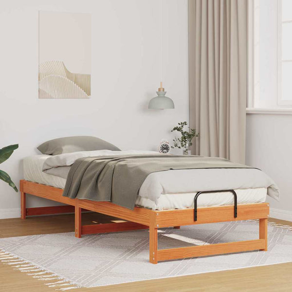Sängyn runko 90 x 210 cm, ruskea, massiivinen mänty