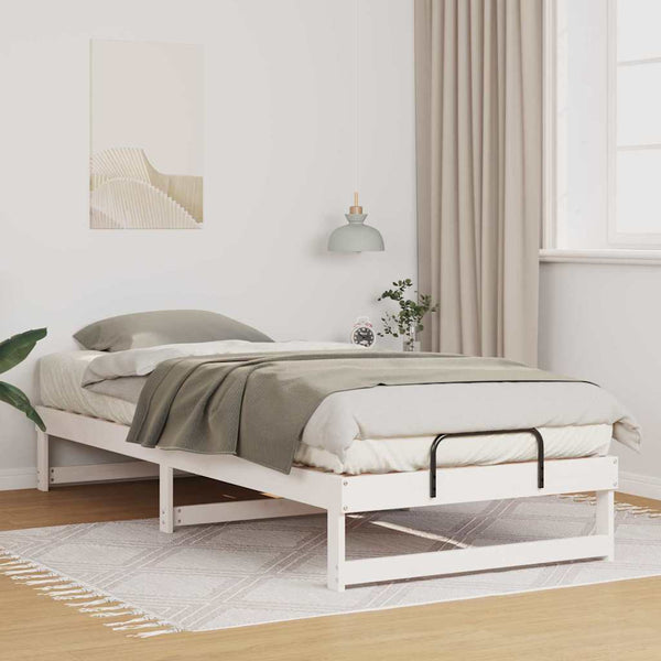 Sängyn runko Massiivinen mänty 100 x 220 cm Valkoinen