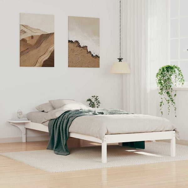 Sänkykehys sivupöydillä Valkoinen 100 x 220 cm