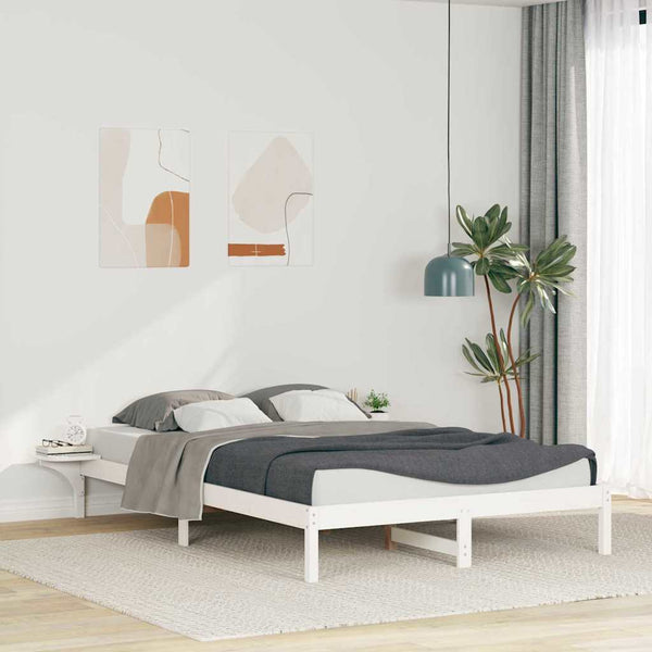 Sänkykehys sivupöydillä Valkoinen 160 x 220 cm