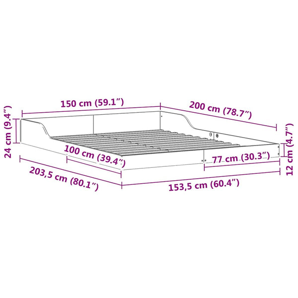 Ruskea sängyn runko 5FT King Size massiivinen mänty