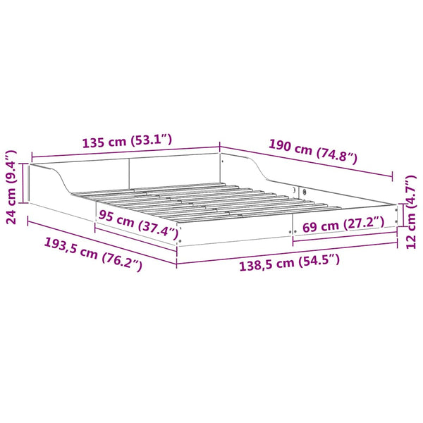 Massiivinen mänty sängyn runko ruskea Vaha 4FT6 Double