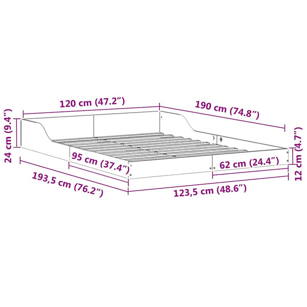 Ruskea sängyn runko 4FT Small Double Massiivinen mänty