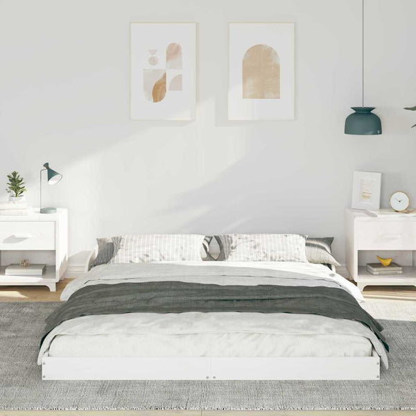 Valkoinen sängyn runko 160 x 210 cm Massiivista mäntyä
