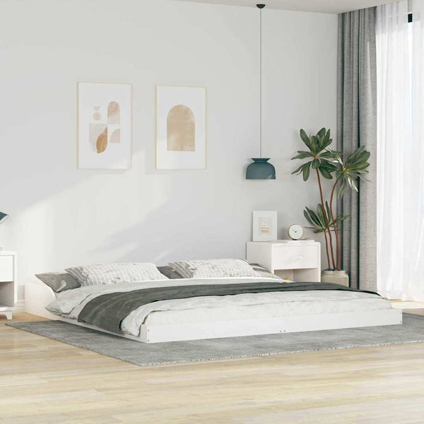 Valkoinen sängyn runko 180 x 210 cm Massiivinen mänty