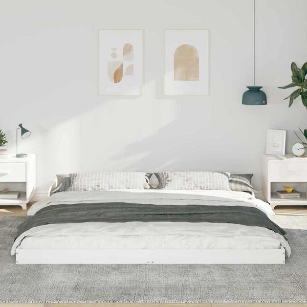 Valkoinen sängyn runko 180 x 210 cm Massiivinen mänty
