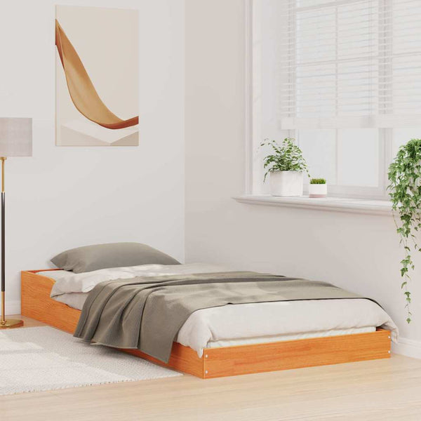 Sängyn runko ruskea Vaha 80 x 220 cm Massiivinen mänty