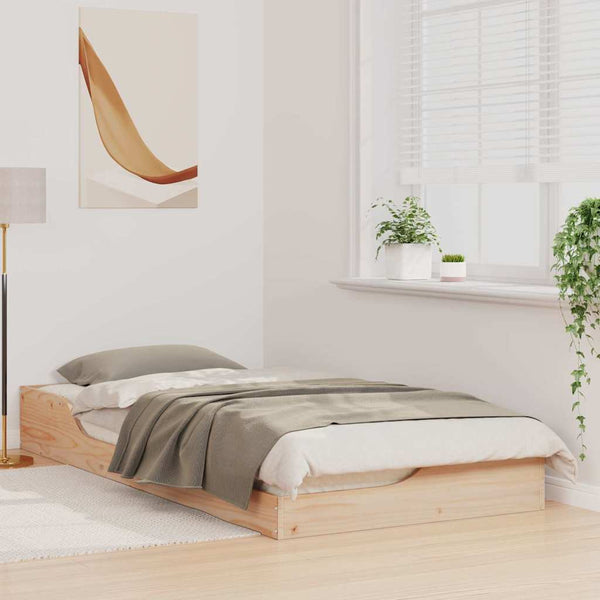 Ruskea sängyn runko 80 x 200 cm massiivista mäntyä