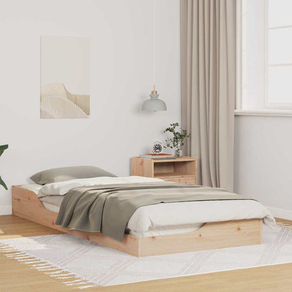 Ruskea sängyn runko 100 x 210 cm massiivista mäntyä
