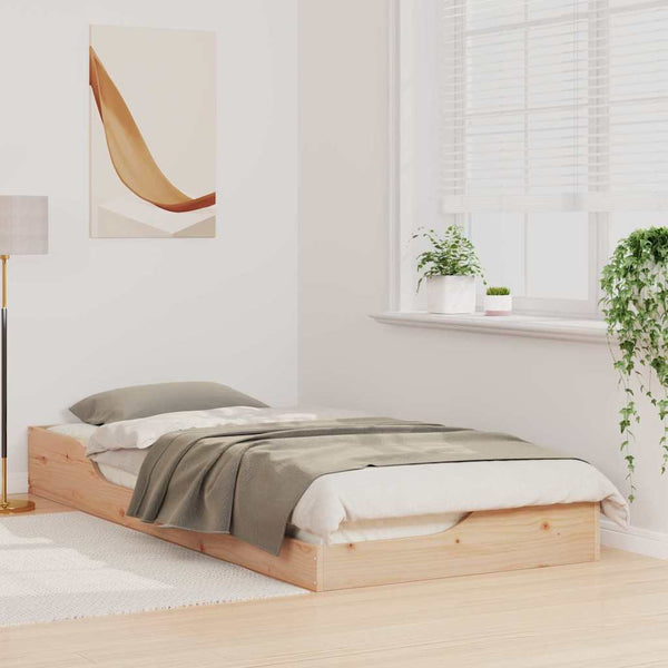 Ruskea sängyn runko 100 x 210 cm massiivista mäntyä