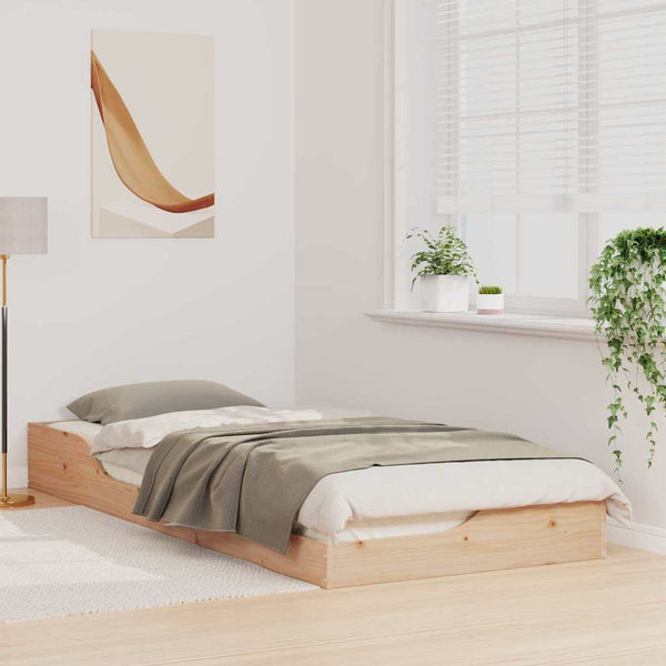 Ruskea sängyn runko 80 x 220 cm massiivista mäntyä