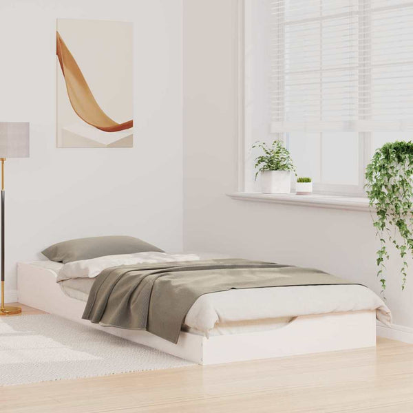 Valkoinen sängyn runko 80 x 220 cm Massiivinen mänty