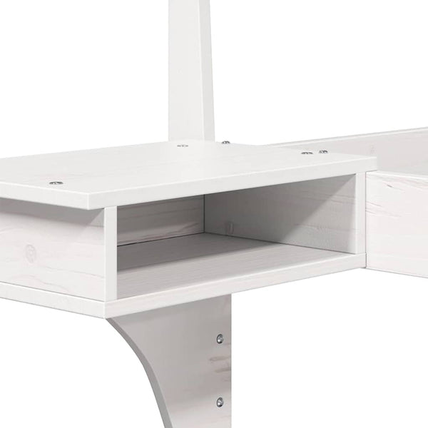 4FT pieni tuplasänky runko valkoisena massiivista mäntyä