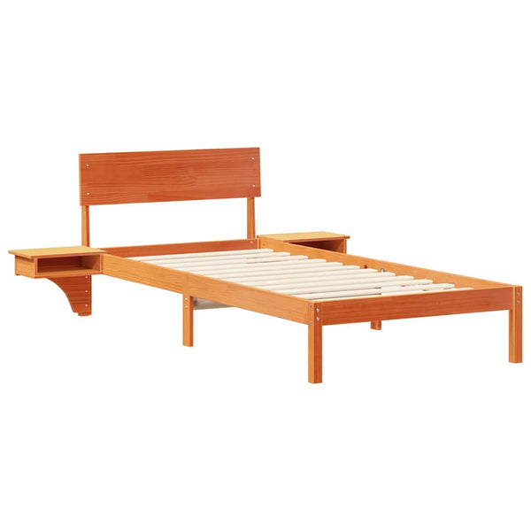 Vahattu ruskea sängyn runko 100 x 200 cm massiivista mäntyä