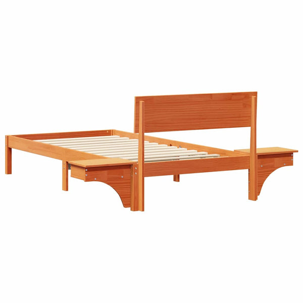 Vahattu ruskea sängyn runko 100 x 200 cm massiivista mäntyä