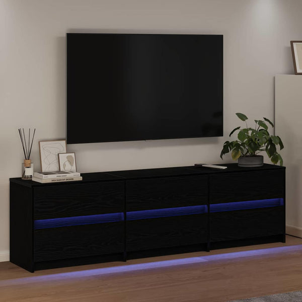 TV-kaappi Musta tammi. 182 x 34 x 50 cm Tekninen puu