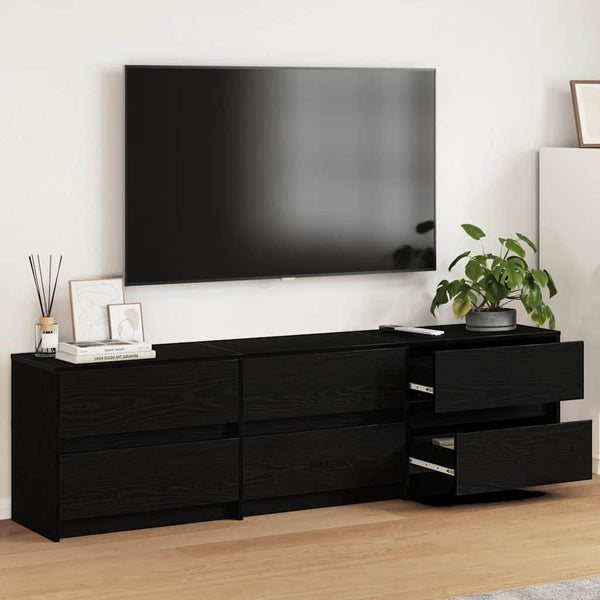 TV-kaappi Musta tammi. 182 x 34 x 50 cm Tekninen puu