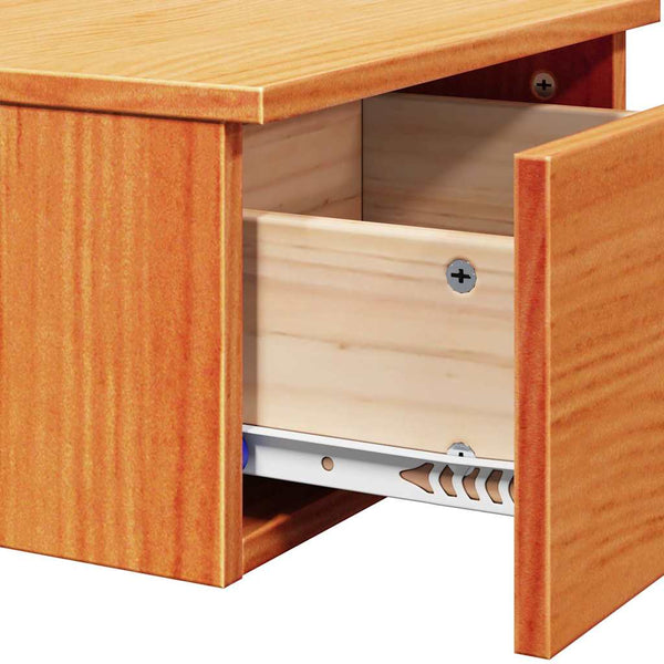 Yöpöytä 2 pcs Vaha ruskea 37 x 35 x 18,5 cm Täysi mänty