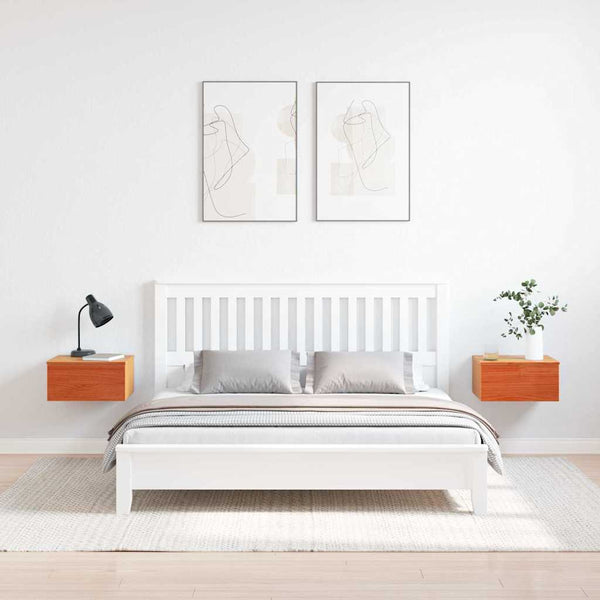 Yöpöytä 2 pcs Vaha ruskea 37 x 35 x 18,5 cm Täysi mänty