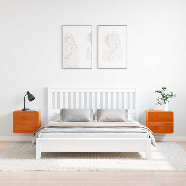 Ruskea yöpöytä 2 kpl 39 x 34 x 33 cm Täysi mänty