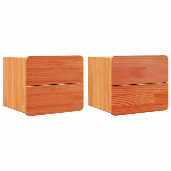 Ruskea yöpöytä 2 kpl 39 x 34 x 33 cm Täysi mänty