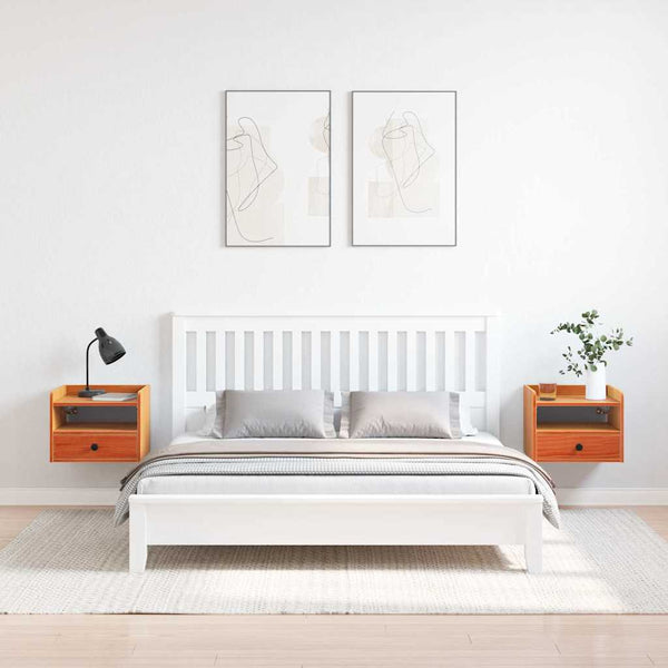 Yöpöytä 2 pcs Vaha ruskea 38 x 36 x 29,5 cm Täysi mänty