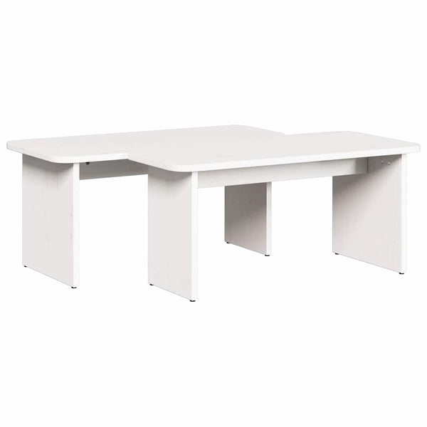 Sohvapöytä 2 kpl Valkoinen 100 x 69 x 35,5 cm Täysi mänty