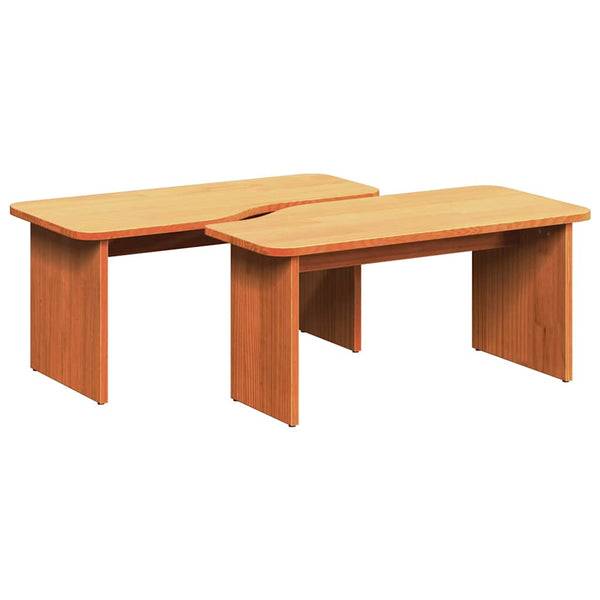 Sohvapöytä 2 kpl Vaha ruskea 100 x 69 x 35,5 cm Täysi mänty