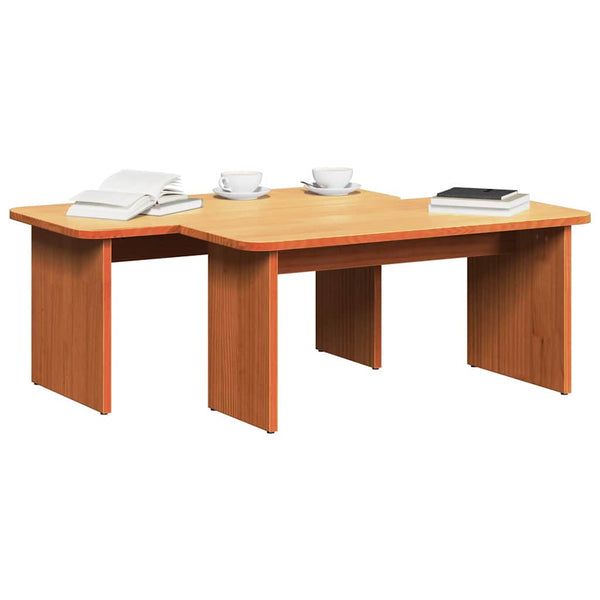Sohvapöytä 2 kpl Vaha ruskea 100 x 69 x 35,5 cm Täysi mänty