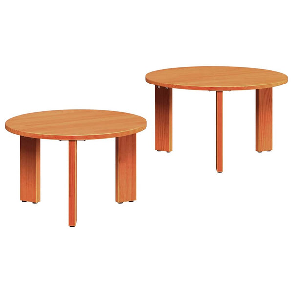 Sohvapöytä 2 kpl Vaha ruskea 47,5 x 47,5 x 27 cm Täysi Mänty