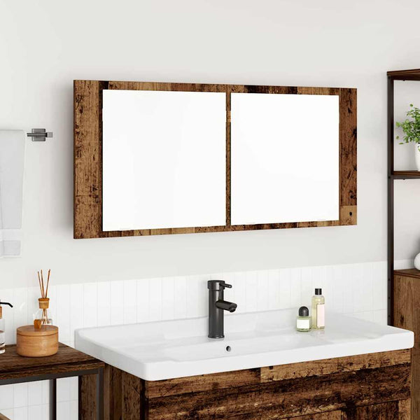 LED Peilikaappi Vanha puu 100 x 12 x 45 cm Tekninen puu