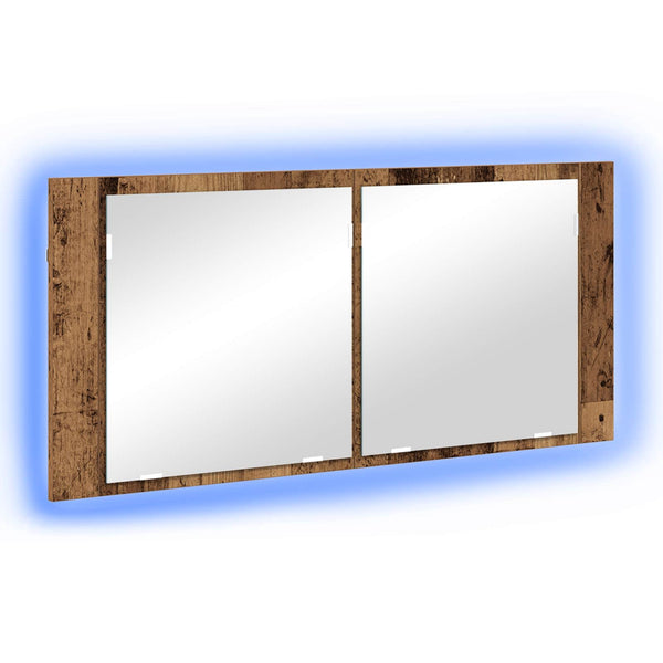 LED Peilikaappi Vanha puu 100 x 12 x 45 cm Tekninen puu