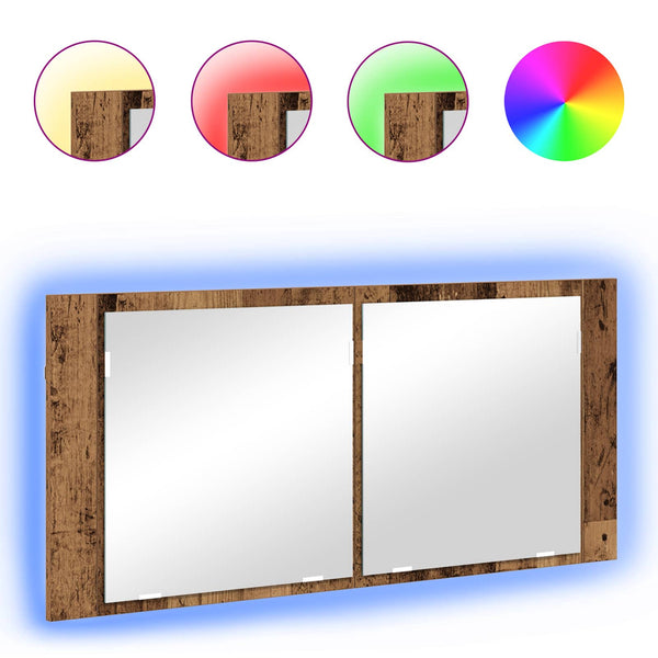 LED Peilikaappi Vanha puu 100 x 12 x 45 cm Tekninen puu