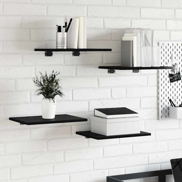 Hyllylevy 3 tasoa 4 kpl 40 x 30 x 1,5 cm Tekninen puu Musta