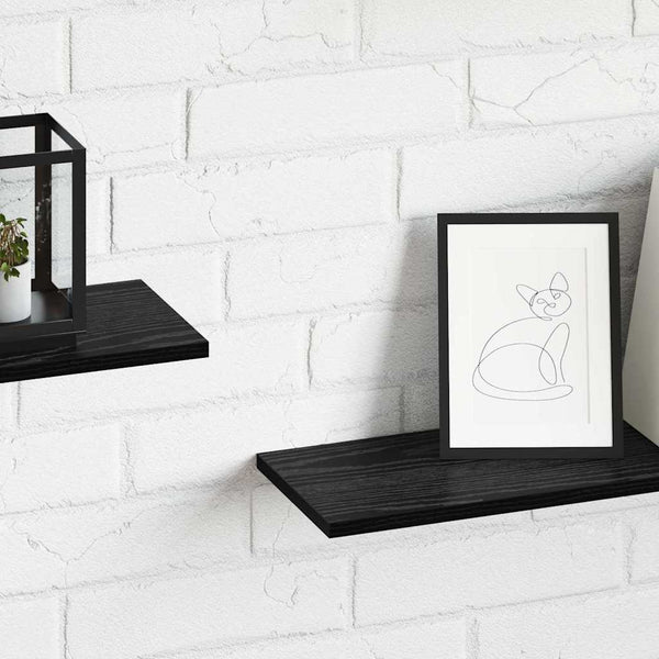 Hyllylevy 3 tasoa 4 kpl 80 x 20 x 1,5 cm Tekninen puu Musta