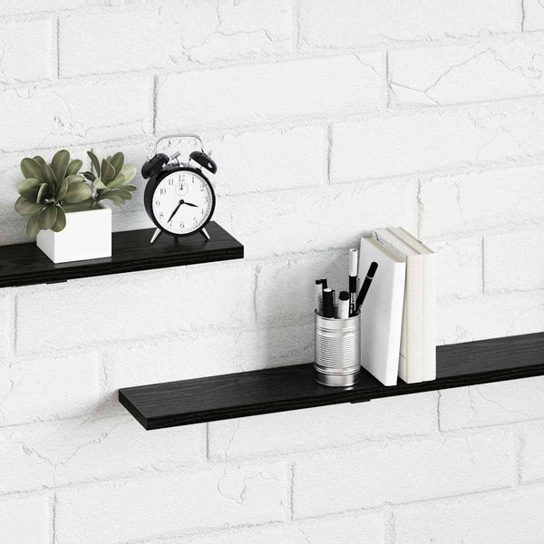 Hyllylevy 3 tasoa 4 kpl 100 x 10 x 1,5 cm Tekninen puu Musta